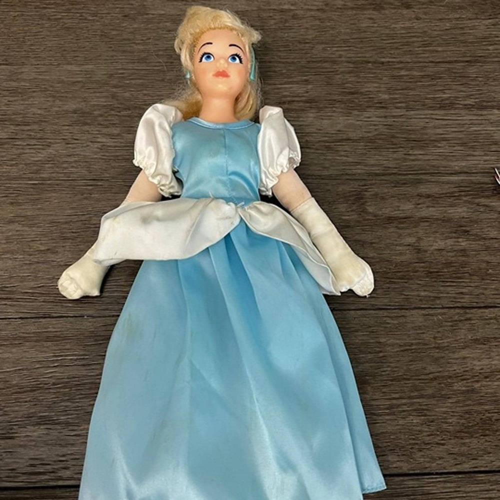 Vintage Disney Cinderella Plush Doll Applause Blue Ballgown Vinyl Face Toy